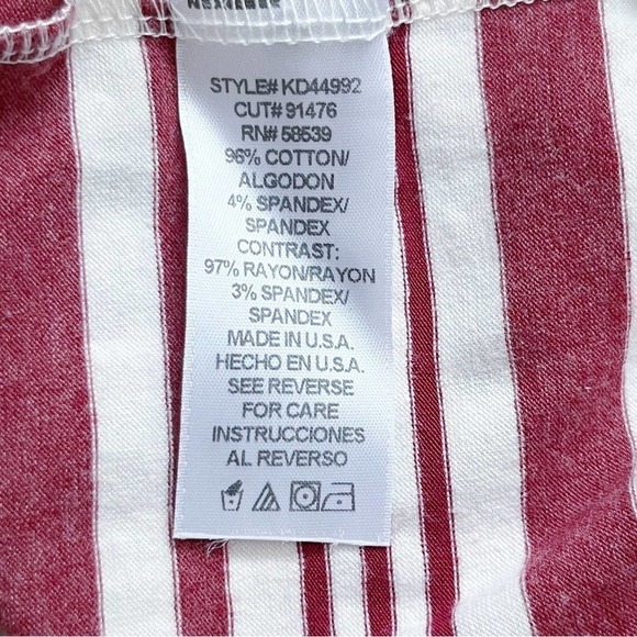 Kut from the Kloth Cotton Crewneck Long Sleeve Top in Maroon Striped, Size Small - Picture 8 of 9